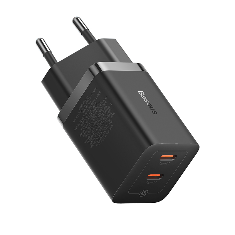 Cốc Sạc Nhanh Nhỏ Gọn OS-Baseus GaN5 Pro Fast Charger C+C 40W EU (Chân cắm tròn)