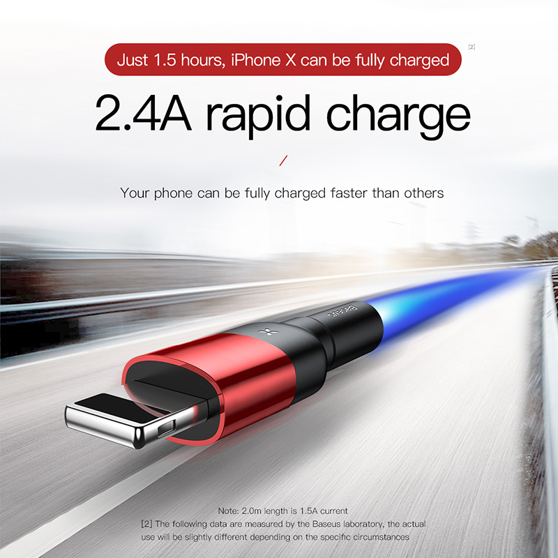 Cáp Sạc Baseus Cafule Special 2.4A USB to Ln | Cổng USB Cắm 2 Chiều, Dây Dù Siêu Bền
