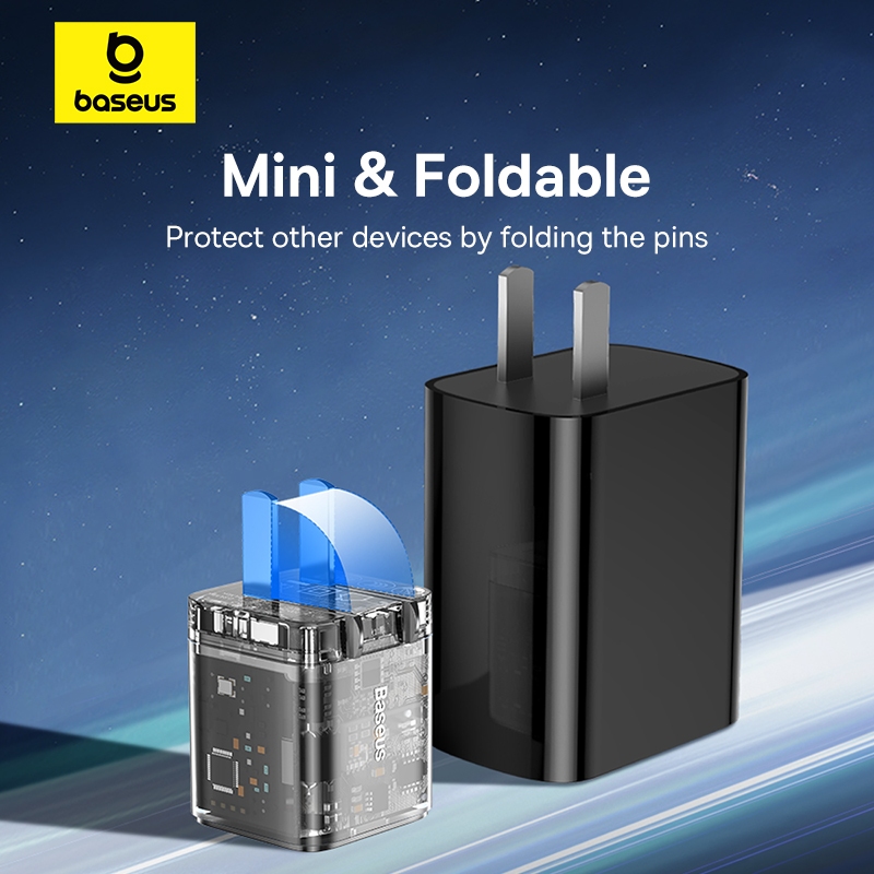 Củ Sạc Baseus GaN5 20W PD Type-C | Chân Gập Tiện Lợi, Sạc Nhanh An Toàn
