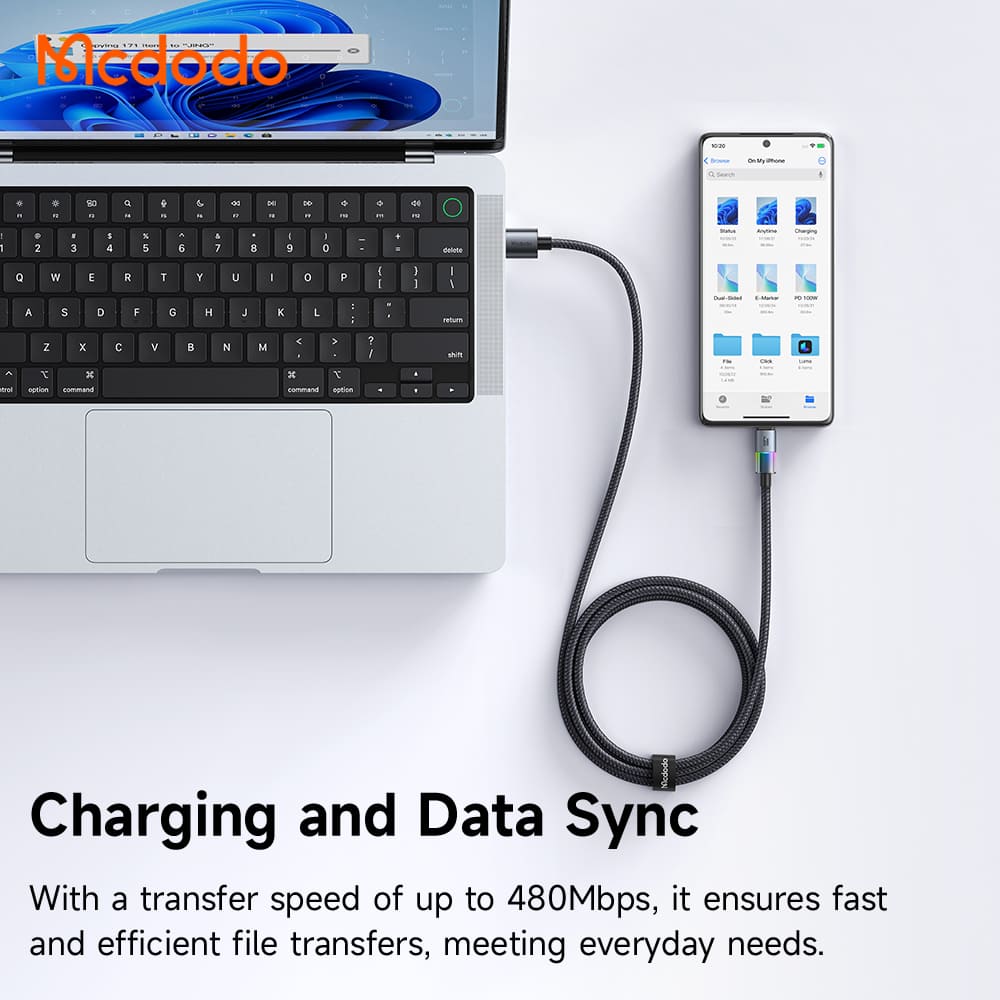 Cáp Sạc Gaming Mcdodo 6A USB to Type-C | Hiệu Ứng Đèn LED 7 Màu, Sạc Siêu Nhanh
