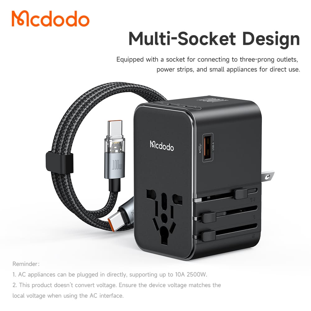 Củ Sạc Du Lịch Mcdodo Đa Năng | Chuẩn Quốc Tế, Nhiều Cổng Sạc Nhanh, Kèm Cáp