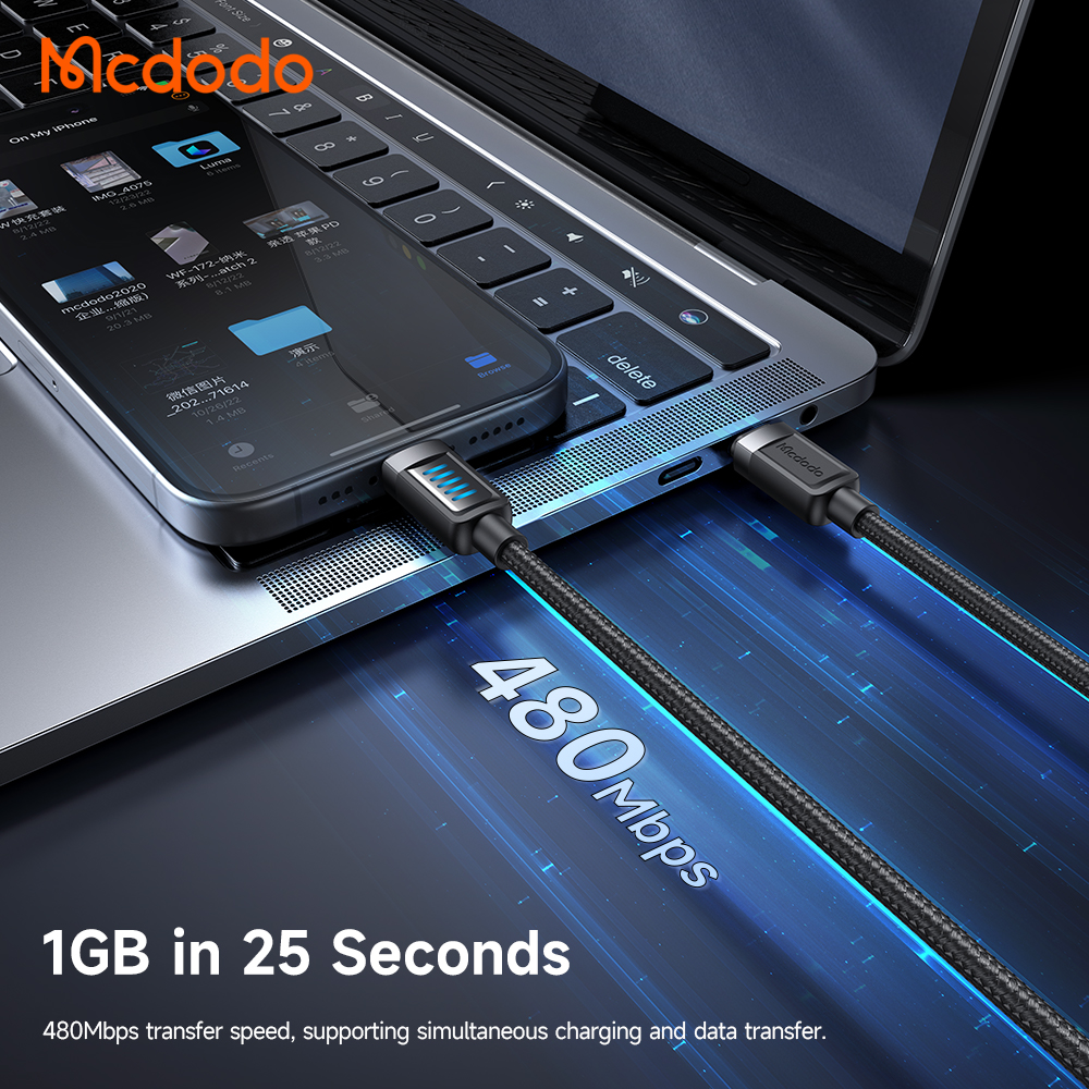 Cáp Sạc Mcdodo Cab Vision 240W Type-C to Type-C | Đèn LED Độc Đáo, Chip E-Marker 2.0