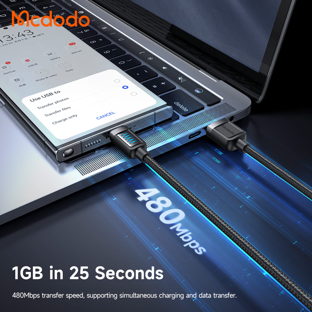 Cáp Sạc Mcdodo Cab Vision USB to Type-C 6A | Đèn LED Độc Đáo, Chống Đứt Gãy