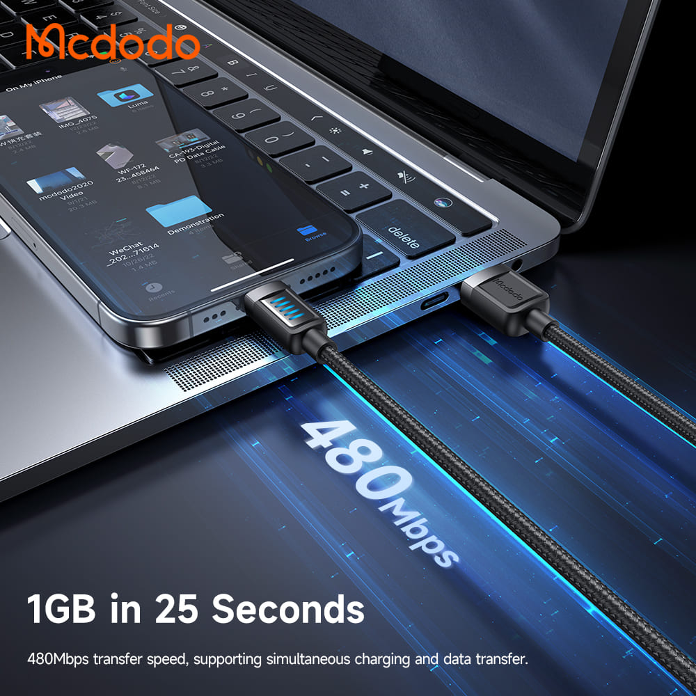 Cáp Sạc Mcdodo Cab Vision USB to Ln 12W | Đèn LED Độc Đáo, Chống Đứt Gãy