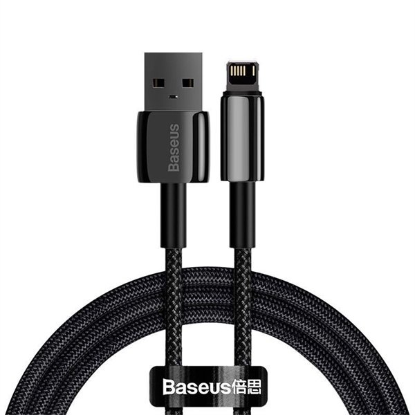 Cáp Sạc Baseus Tungsten Gold 2.4A USB to Ln | Đầu Kim Loại, Bện Dù Chống Đứt