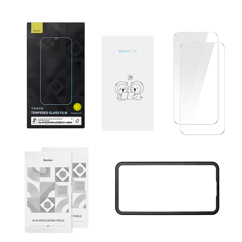 Bộ 2 Kính Cường Lực Baseus Crystal Cho iP13/14 | Trong Suốt 8K, Chống Va Đập, 0.3mm, Siêu Bền