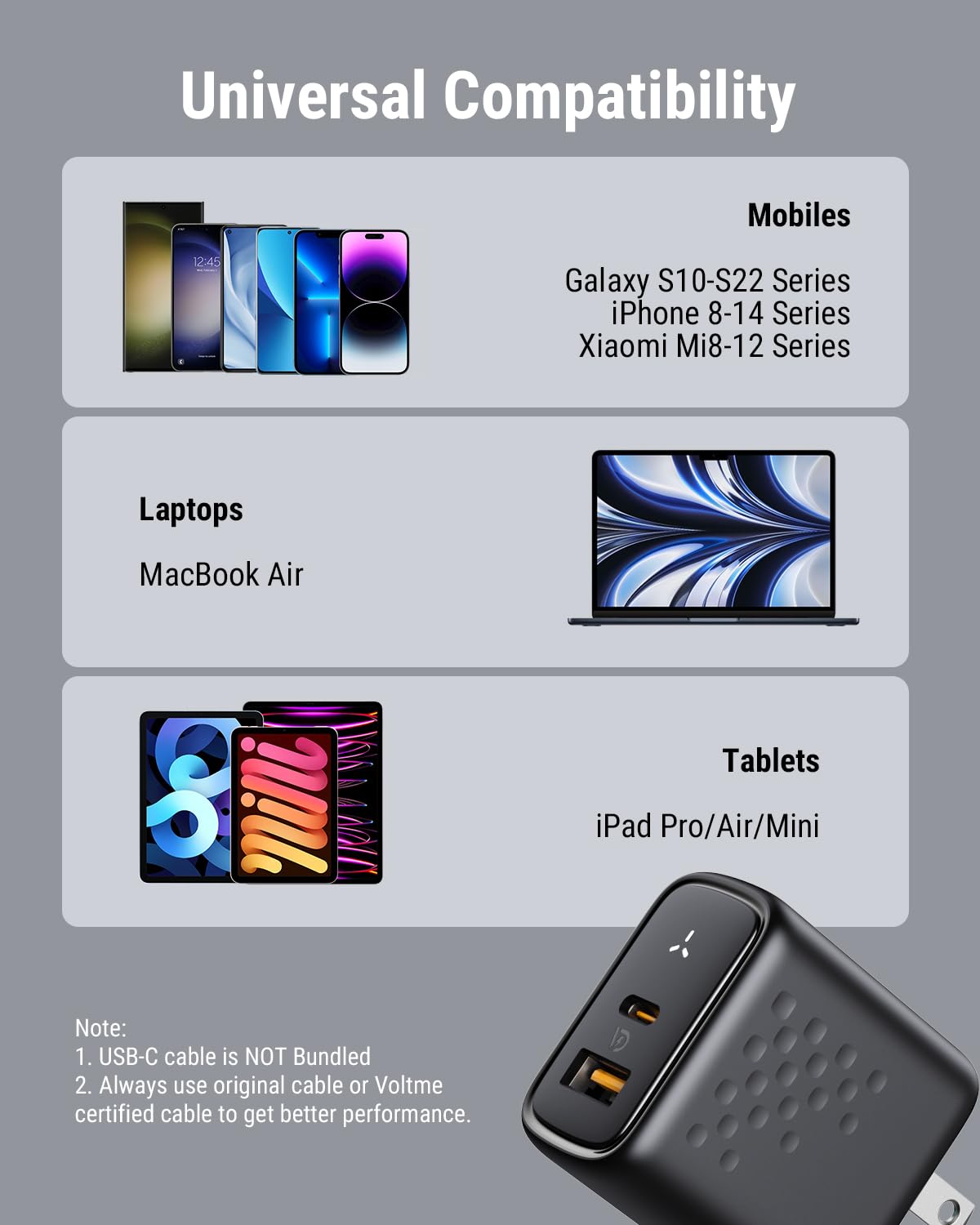 Củ Sạc Nhanh Voltme Revo 35W Công Nghệ GaN III | Thiết Kế Chân Gập Gọn, Tùy Chọn 2 Cổng Sạc