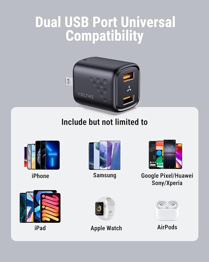 Cốc Sạc Voltme Revo 12 Duo | 2 Cổng USB Nhỏ Gọn, Chân Gập Tiện Lợi Cho Du Lịch