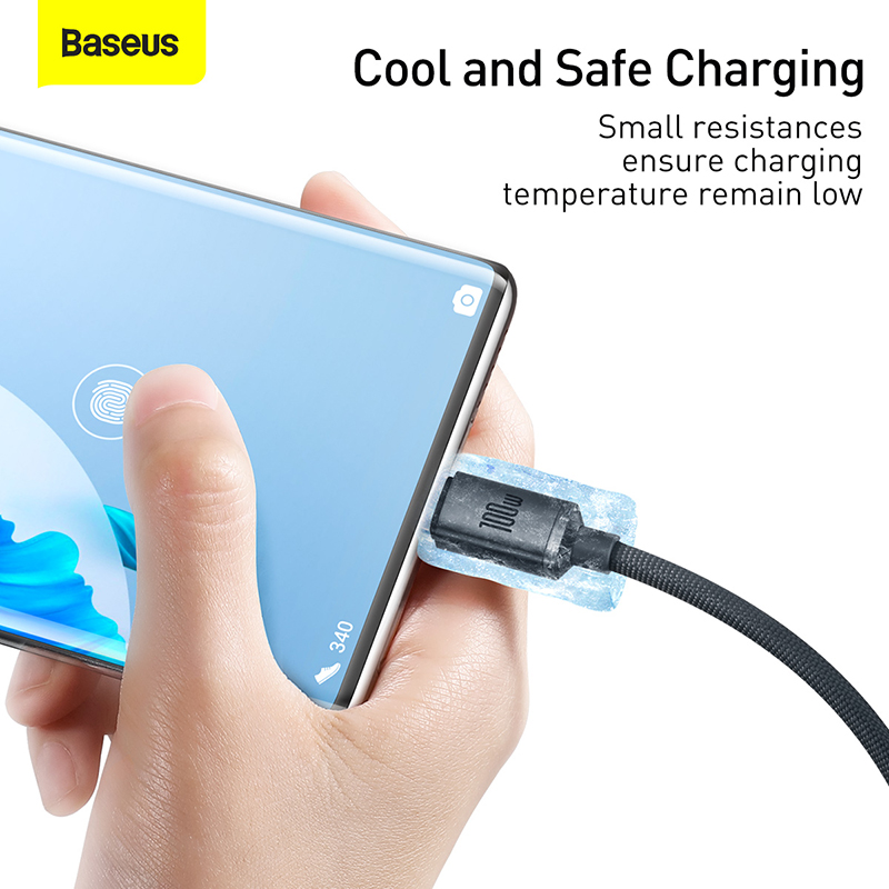 Cáp Sạc Baseus Crystal Shine USB to Type-C 100W | Dây Dù Siêu Bền, Hỗ Trợ Dòng Điện 6A Max