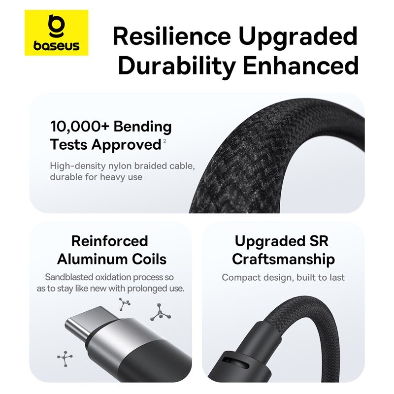 Cáp Sạc Đa Năng Baseus StarSpeed 100W USB to M+L+C | Dây Dù Siêu Bền, Sạc Cùng Lúc 3 Thiết Bị