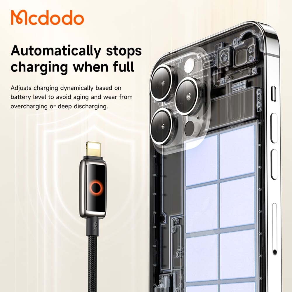 Cáp Sạc Mcdodo 36W Type-C to Ln | Tự Ngắt, Đèn LED Halo, Sạc Nhanh PD
