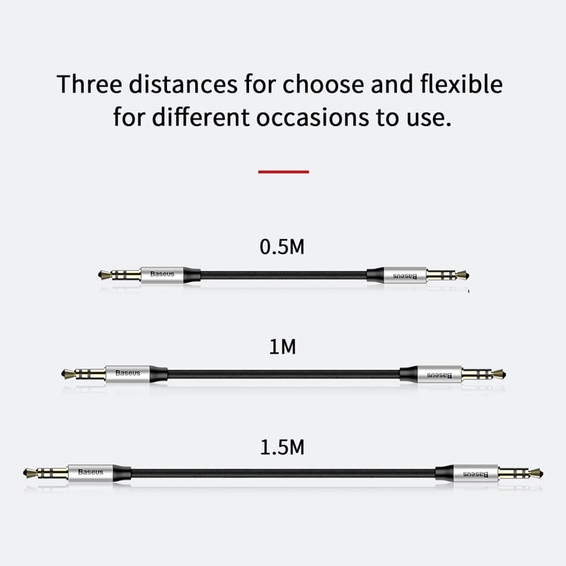 Cáp Âm Thanh AUX Baseus Yiven M30 | Jack 3.5mm 2 Đầu, Nối Loa, Dùng Trên Ô Tô