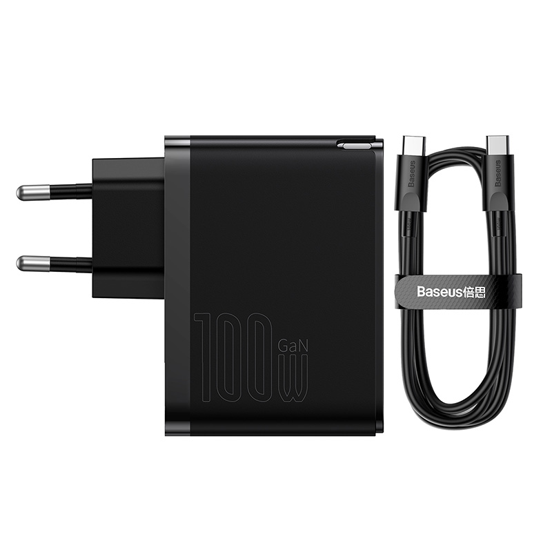 Bộ Sạc Baseus GaN5 Pro 100W | 2 Cổng Type-C & USB, Kèm Cáp, Sạc Laptop, Macbook & Điện Thoại