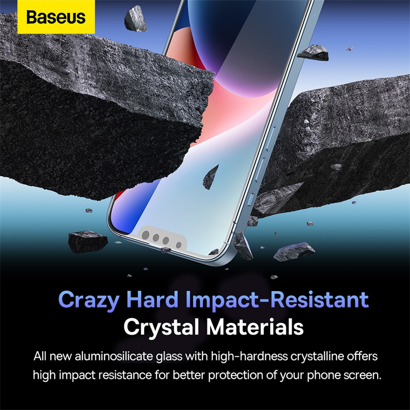 Kính Cường Lực Chống Nhìn Trộm Baseus iP13/iP14 | Full Màn, Kèm Khung Dán & Chống Bụi Loa