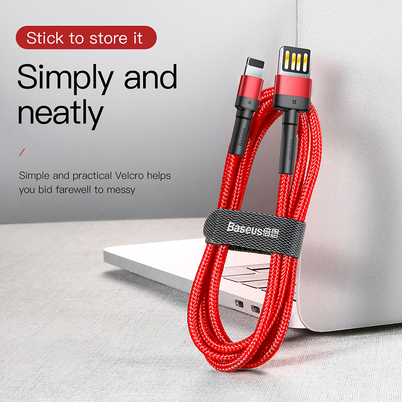 Cáp Sạc Baseus Cafule Special 2.4A USB to Ln | Cổng USB Cắm 2 Chiều, Dây Dù Siêu Bền
