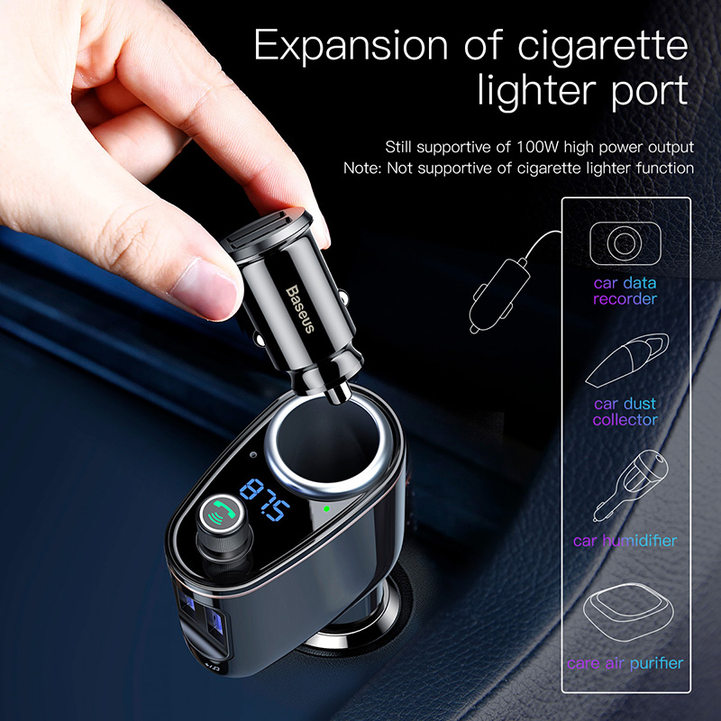 Tẩu Sạc Ô Tô Baseus S06 Bluetooth MP3 | Mở Rộng Cổng Tẩu, Hỗ Trợ Nghe Nhạc, Đàm Thoại