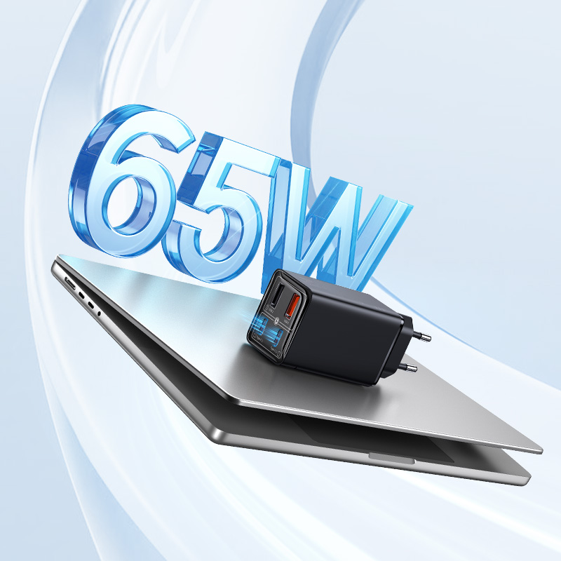 Cốc Sạc Baseus GaN6 Pro 65W 4 Cổng | 2 Type-C + 2USB, Sạc Nhanh Điện Thoại, BPS 3.0, Kèm Cáp 100W