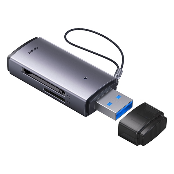 Đầu Đọc Thẻ Nhớ SD/TF Baseus Lite | Vỏ Kim Loại, Có Nắp Chống Bụi & Đèn Báo, Cổng USB & Type-C