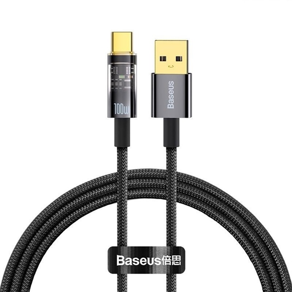 Cáp Sạc Baseus Explorer Tự Ngắt USB to Type-C 100W | Thiết Kế Trong Suốt & Siêu Bền Chống Gãy
