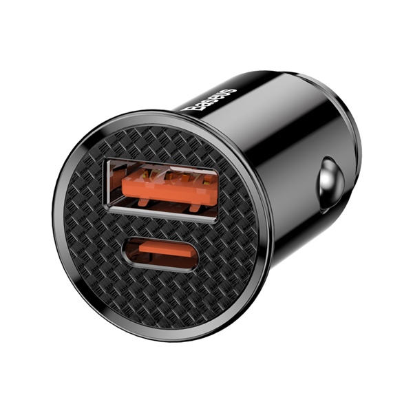 Tẩu Sạc Ô Tô Baseus Circular Plastic 30W 2 Cổng | Sạc Nhanh QC PD, Có Đèn LED, Chất Liệu Chống Cháy