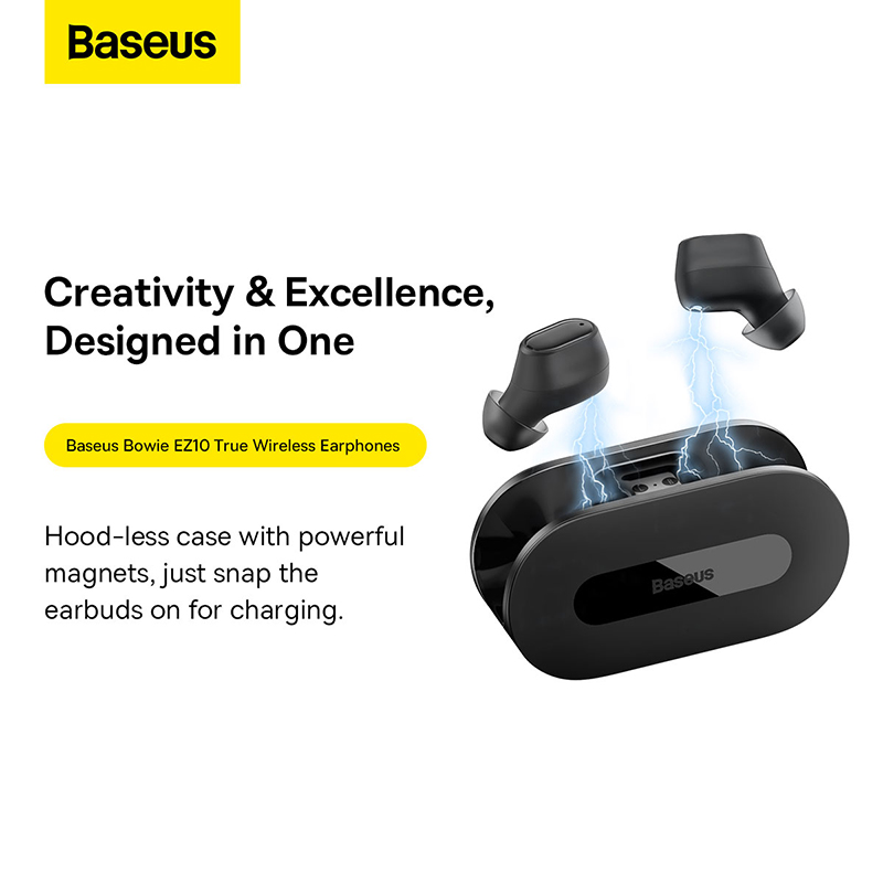 Tai Nghe Baseus Bowie EZ10 | Bluetooth 5.3, Case Không Nắp, Độ Trễ Thấp 0.06s, Pin 25H