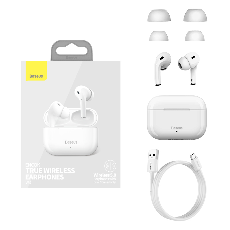 Tai Nghe Bluetooth TWS Baseus Encok W3 | Âm Thanh Hi-Fi, Chơi Game Độ Trễ Thấp, Pin 18 Giờ
