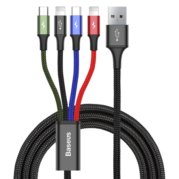 Cáp Sạc Nhanh Baseus Rapid 4 trong 1 | Sạc Cùng Lúc Nhiều Thiết Bị, USB to M+2L+C, 3.5A