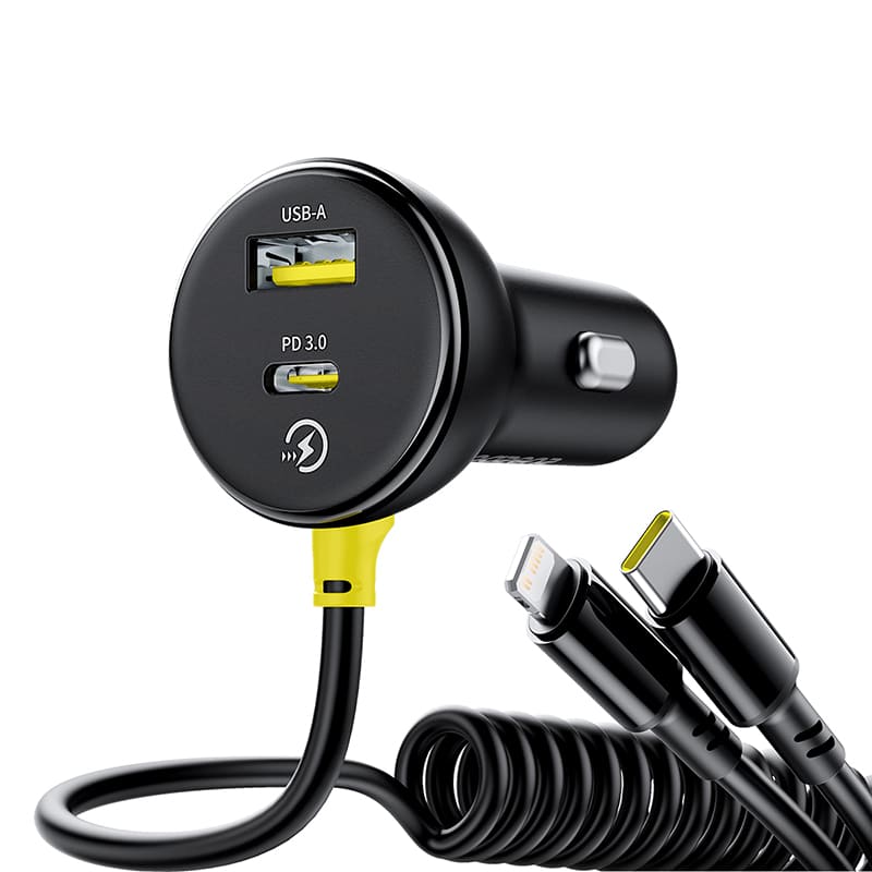 Tẩu Sạc Baseus Circular 60W Đa Năng | Kèm Cáp Lò Xo 2 Đầu Type-C & Ln, Sạc Cùng Lúc 4 Thiết Bị