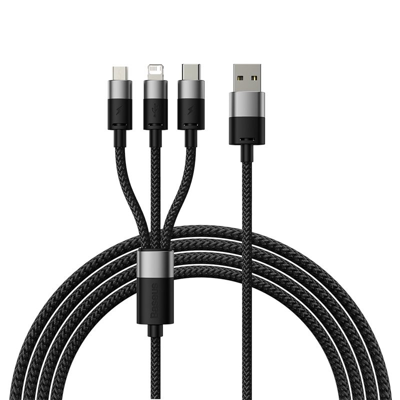 Cáp sạc nhiều đầu Baseus StarSpeed 1-for-3 Fast Charging Data Cable USB to M+L+C 3.5A 1.2m