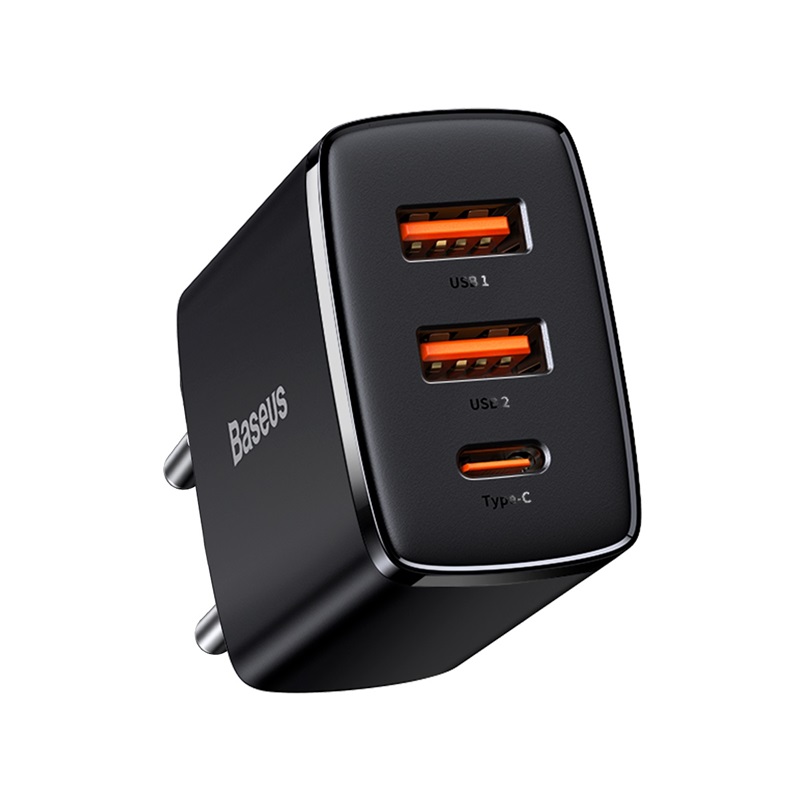 Củ Sạc Baseus Compact 30W Đa Năng 3 Cổng | 2 USB + 1 Type-C, Sạc Cùng Lúc 3 Thiết Bị