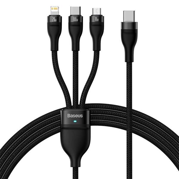 Cáp sạc nhanh 3 đầu Baseus Flash Series Ⅱ One-for-three Fast Charging Cable Type-C to M+L+C 100W