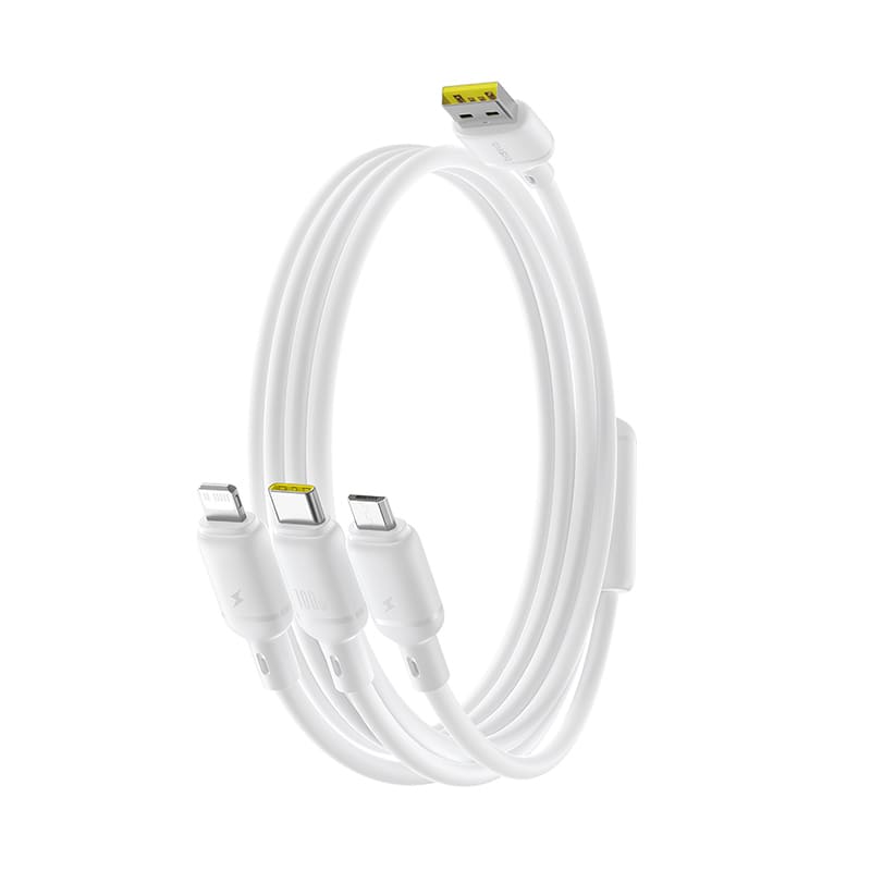 Cáp Sạc Nhanh Baseus Silky 3 trong 1 100W USB / Type-C to M+L+C | Sạc Siêu Nhanh Cùng Lúc 3 Thiết Bị