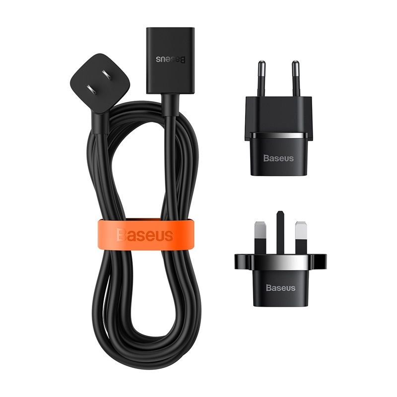 Ổ Cắm Nối Dài Baseus PowerCombo 1.0m | Kèm Đầu Chuyển Du Lịch UK/EU, Chịu Tải 2500W
