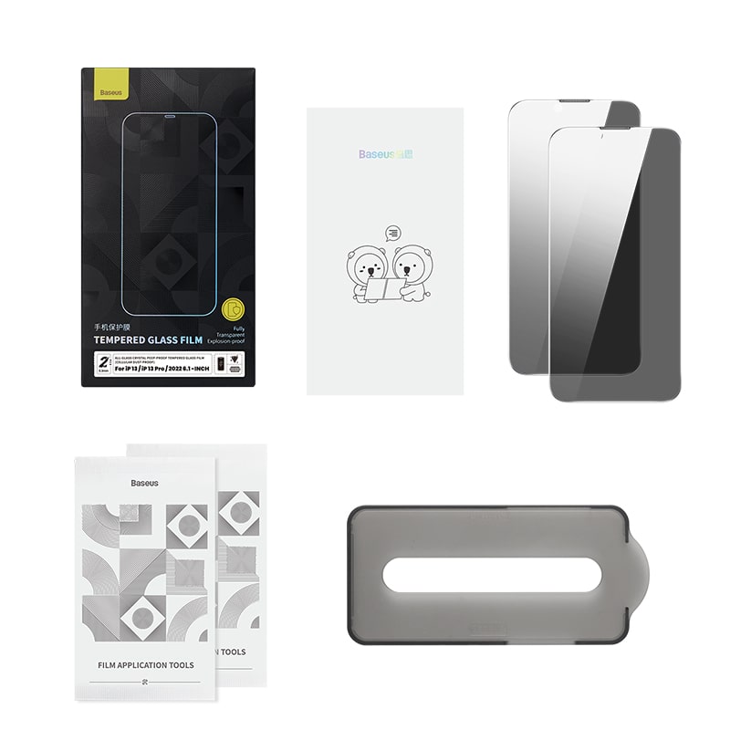 Kính Cường Lực Baseus Crystal Chống Nhìn Trộm | Chống Bụi Loa Cho iP13/iP14