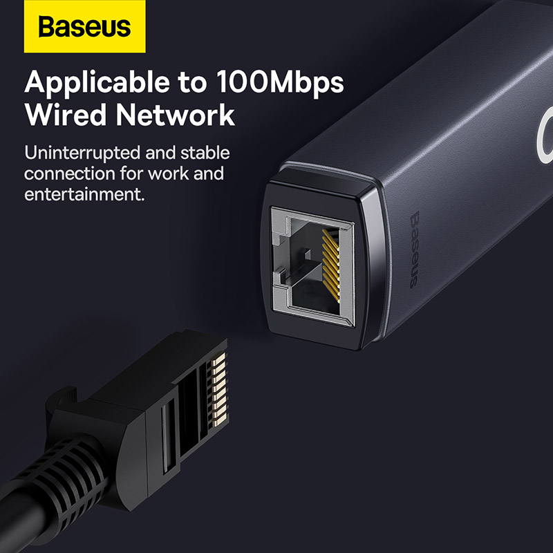 Bộ Chuyển Đổi Baseus Lite Mạng LAN RJ45 | Kết Nối Mạng Dây Cho Macbook, Laptop (100 Mbps)