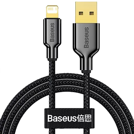 Cáp Sạc Baseus Ice Porcelain USB to Ln 2.4A | Đầu Mạ Vàng, Dây Dù Siêu Bền