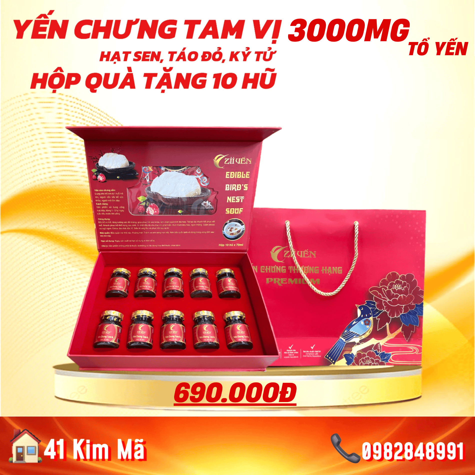 Tổ Yến Chưng Tam Vị 3000mg Tổ Yến