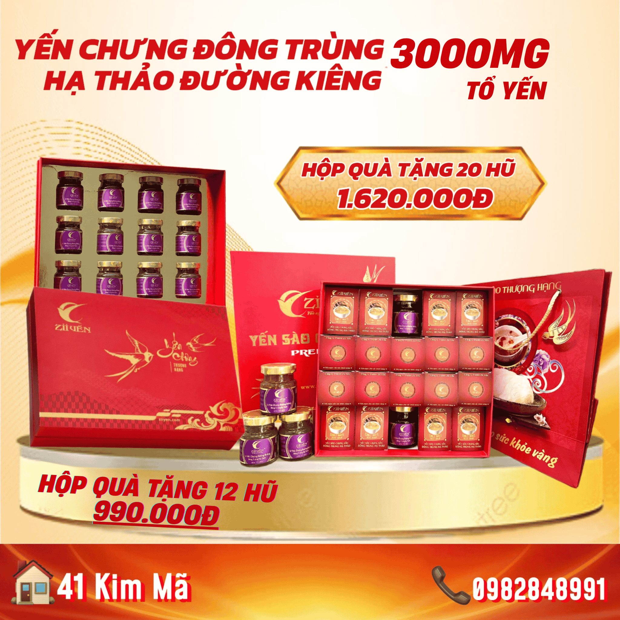 Tổ Yến Đông Trùng Đường Kiêng 3000mg Yến