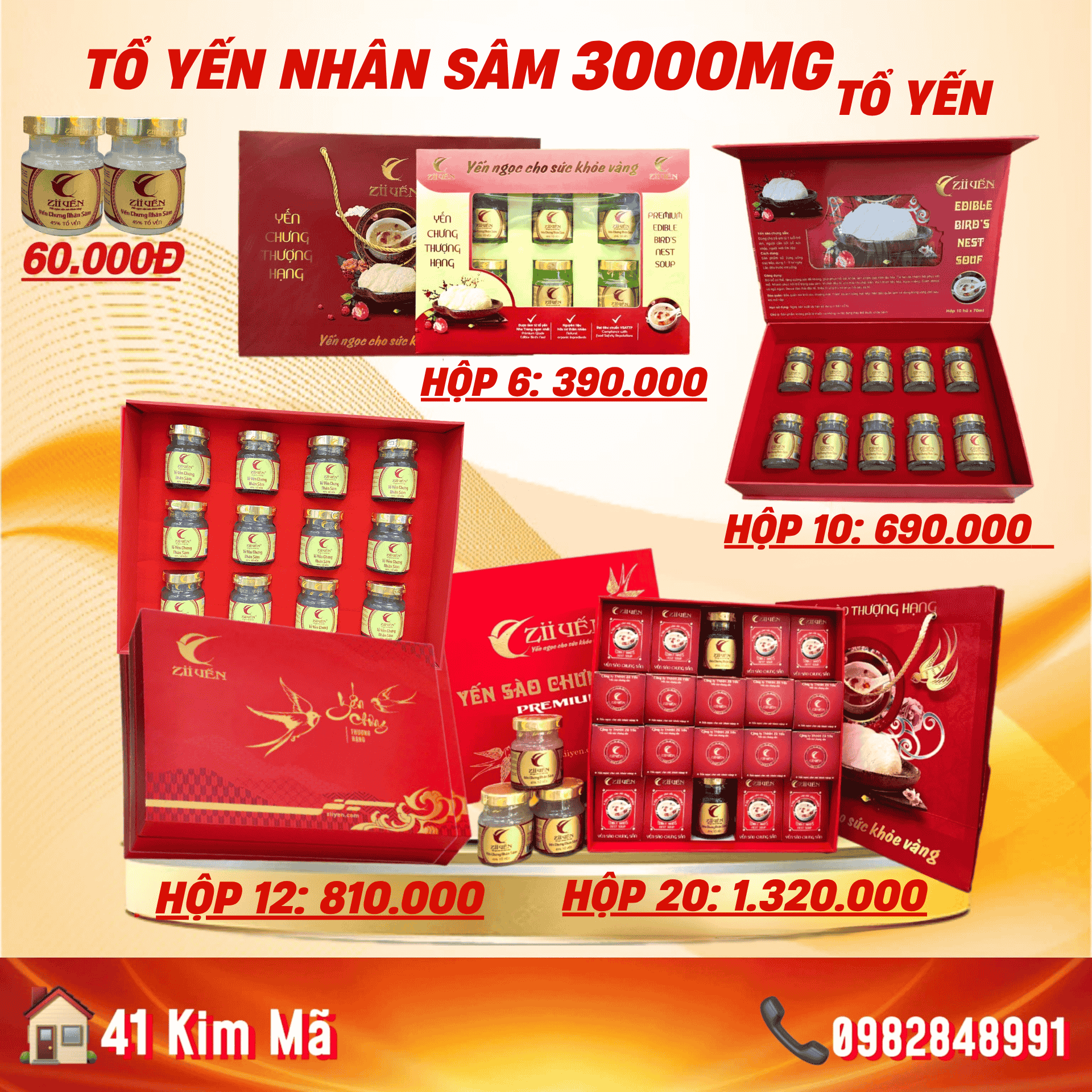 Tổ Yến Nhân Sâm 3000mg Yến