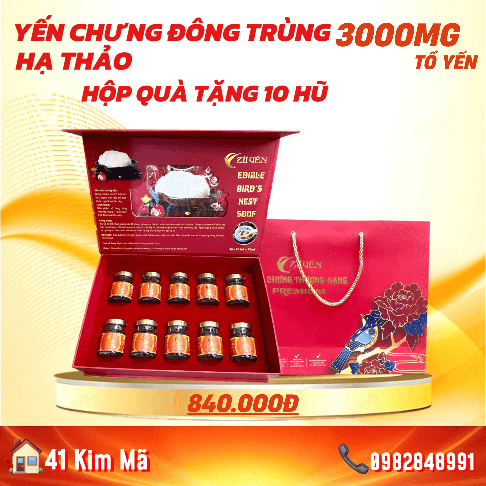 Tổ Yến Đông Trùng Hạ Thảo 3000mg Yến