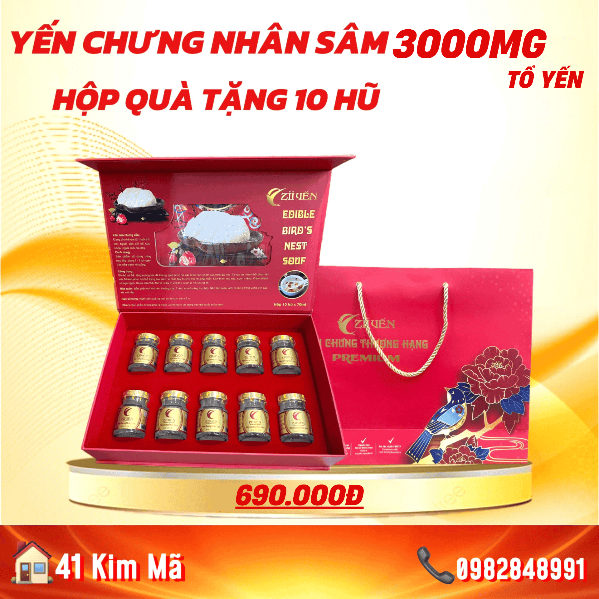 Tổ Yến Nhân Sâm 3000mg Yến