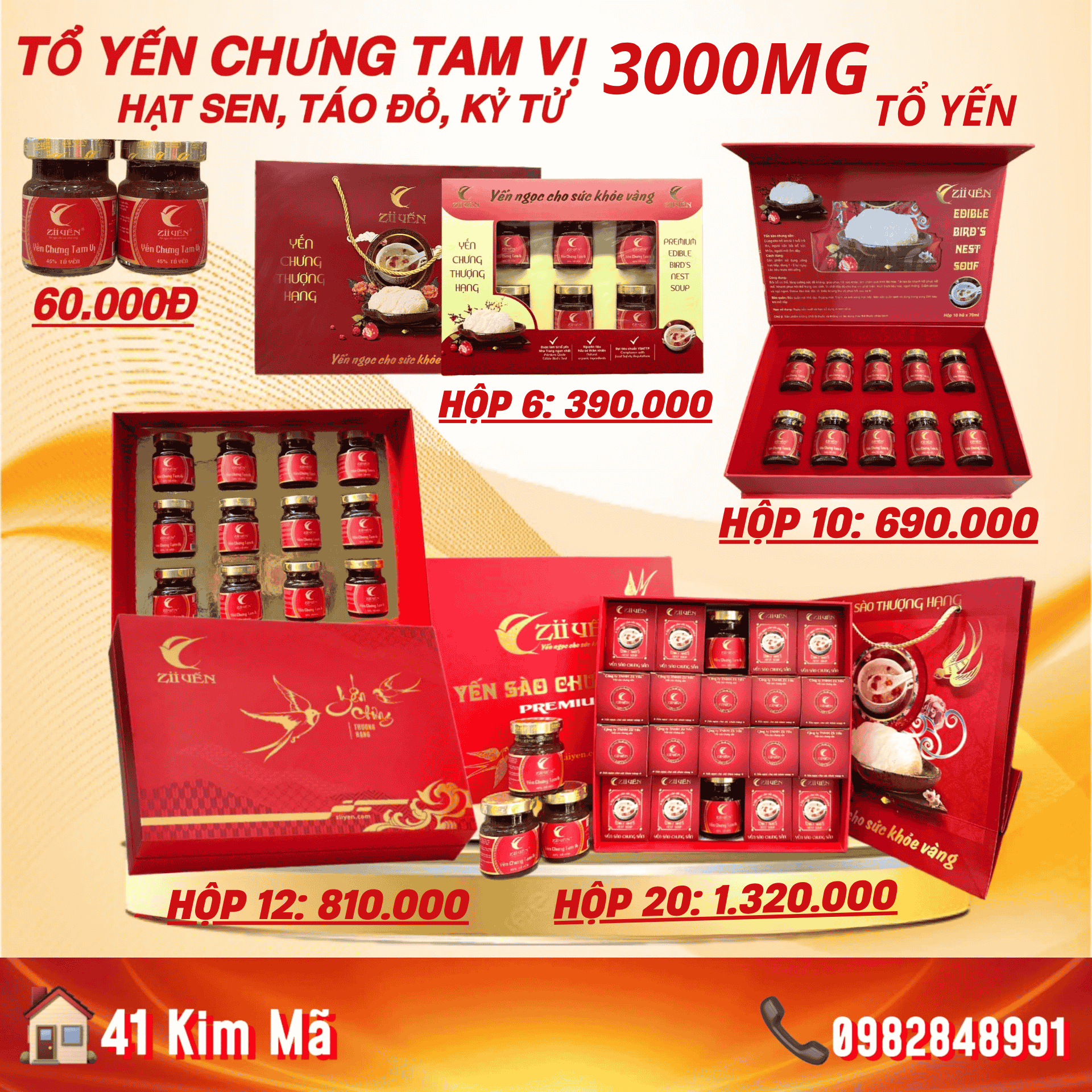 Tổ Yến Chưng Tam Vị 3000mg Tổ Yến
