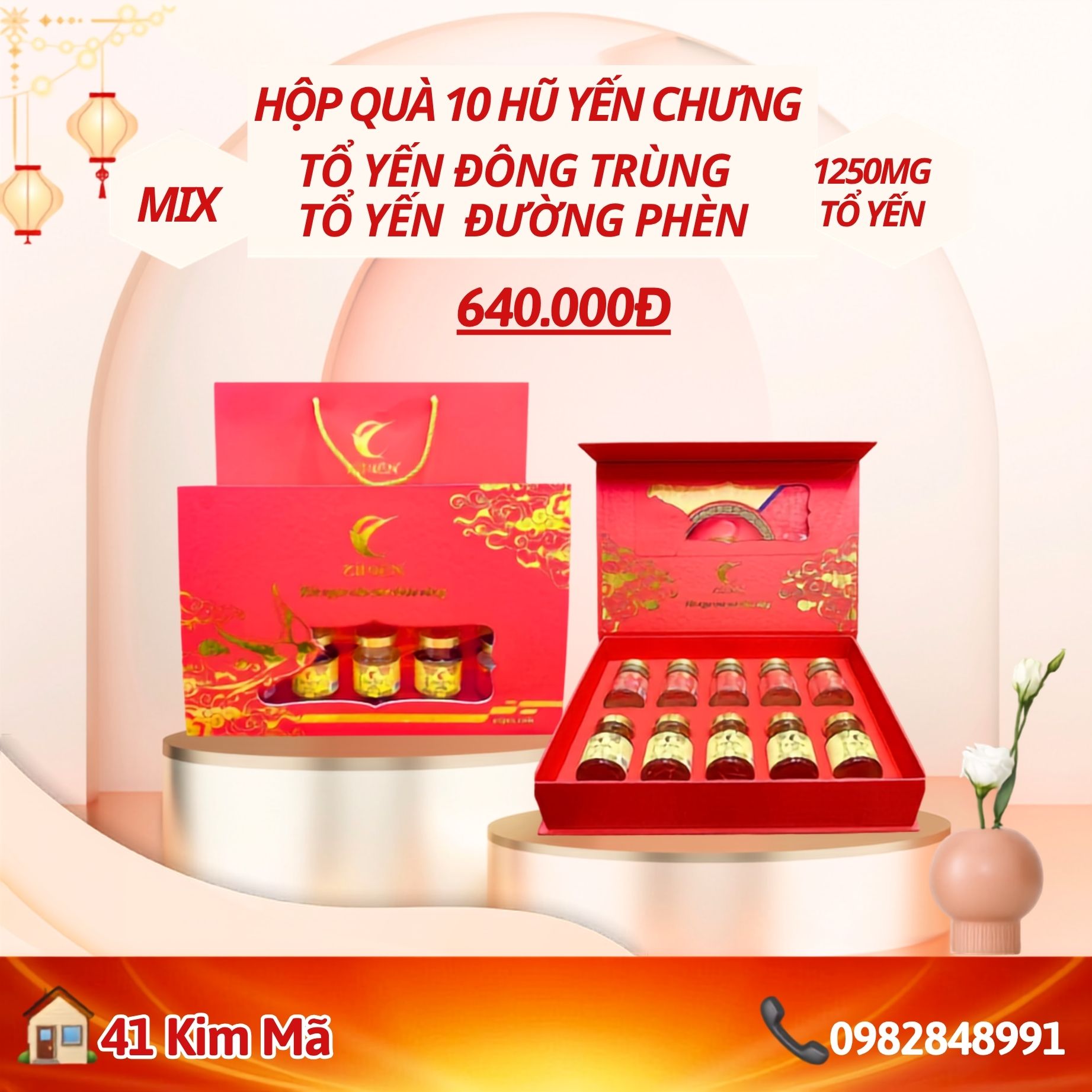 Hộp Quà Tặng 10 Hũ Yến Chưng Thượng Hạng