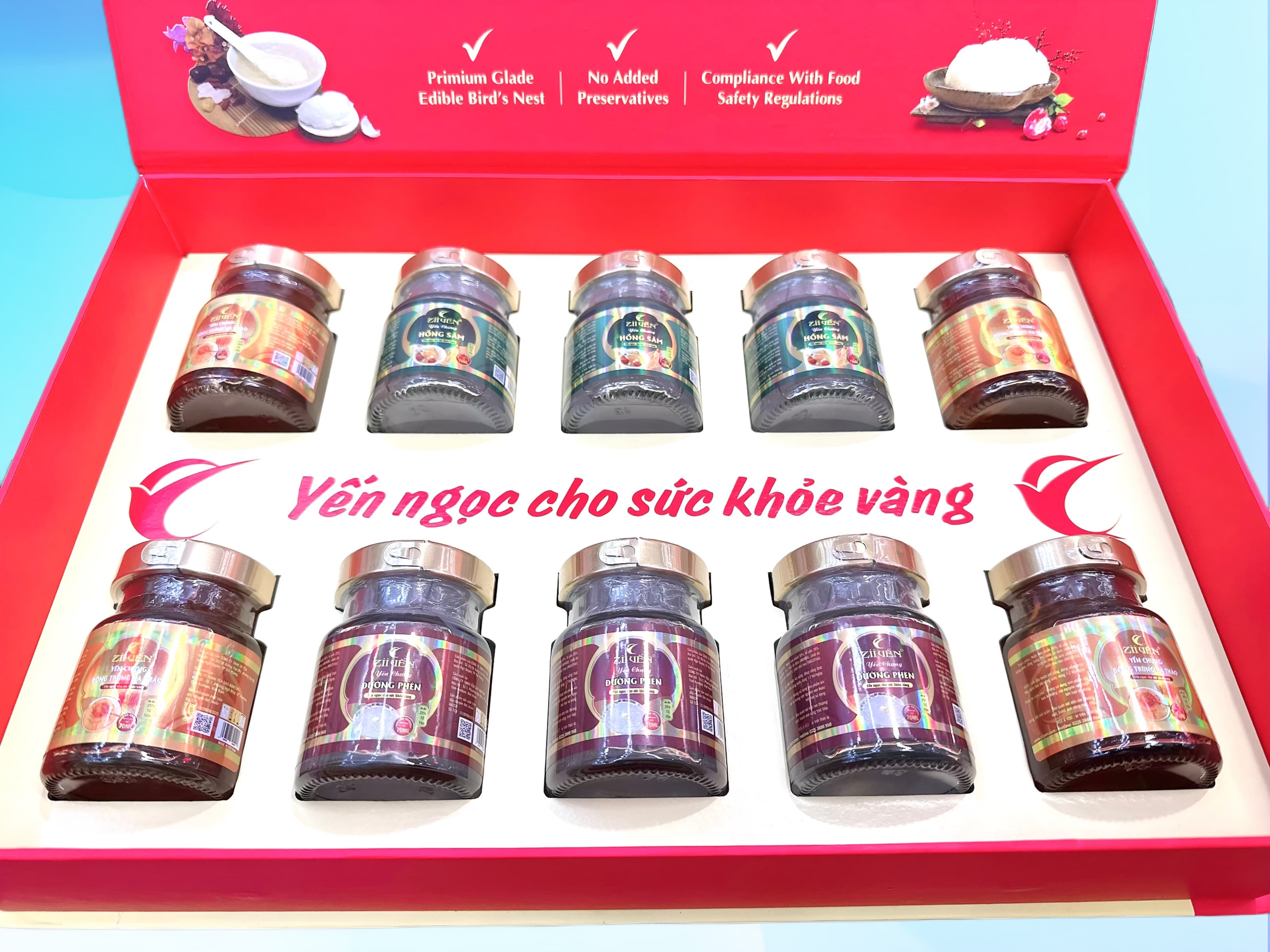 Hộp Quà Tặng 10 Hũ Yến Chưng Thượng Hạng