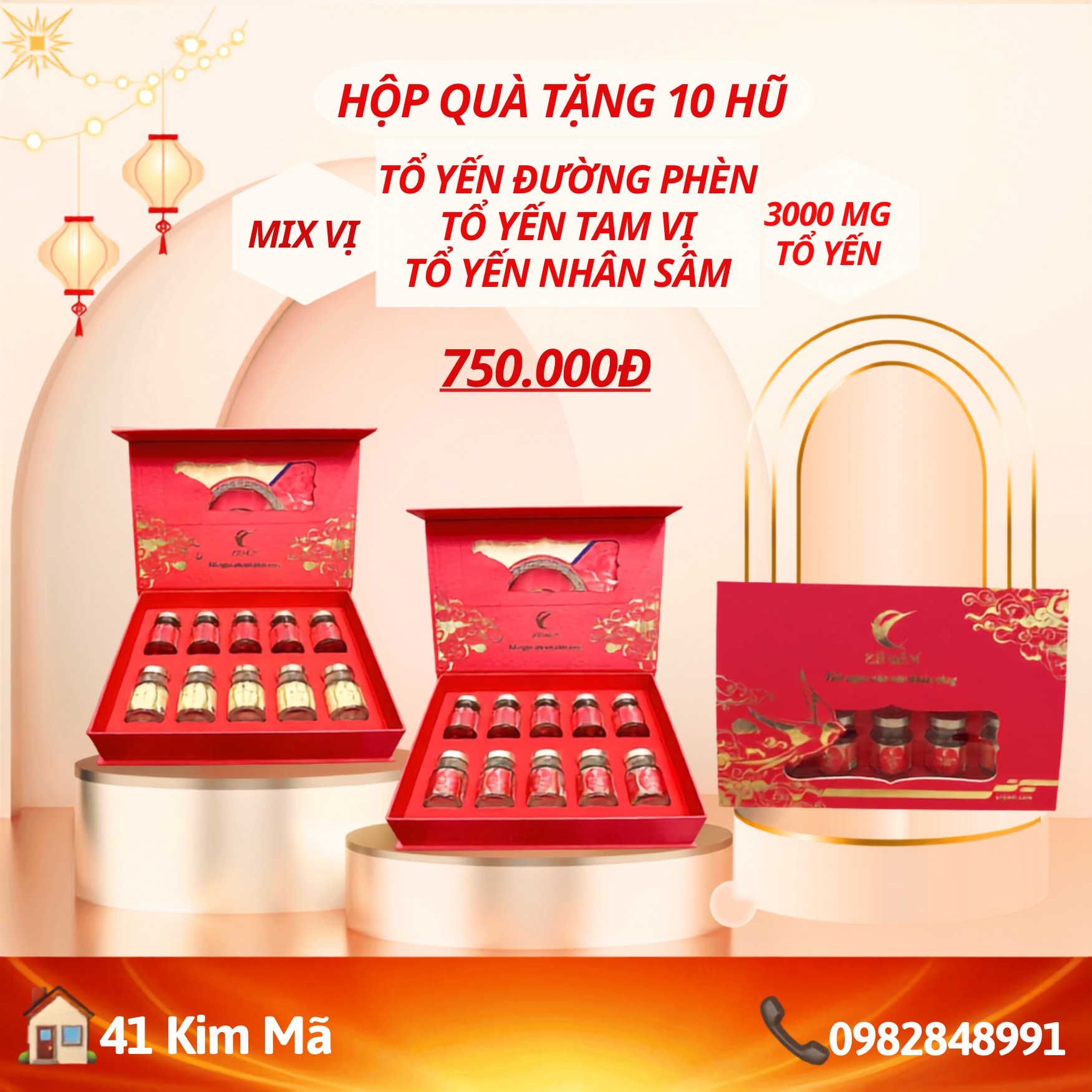 Hộp Quà Tặng 10 Hũ Yến Chưng Thượng Hạng