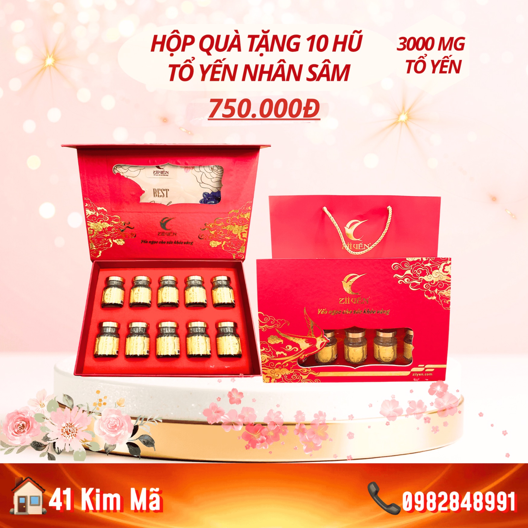 Hộp Quà Tặng 10 Hũ Yến Chưng Thượng Hạng
