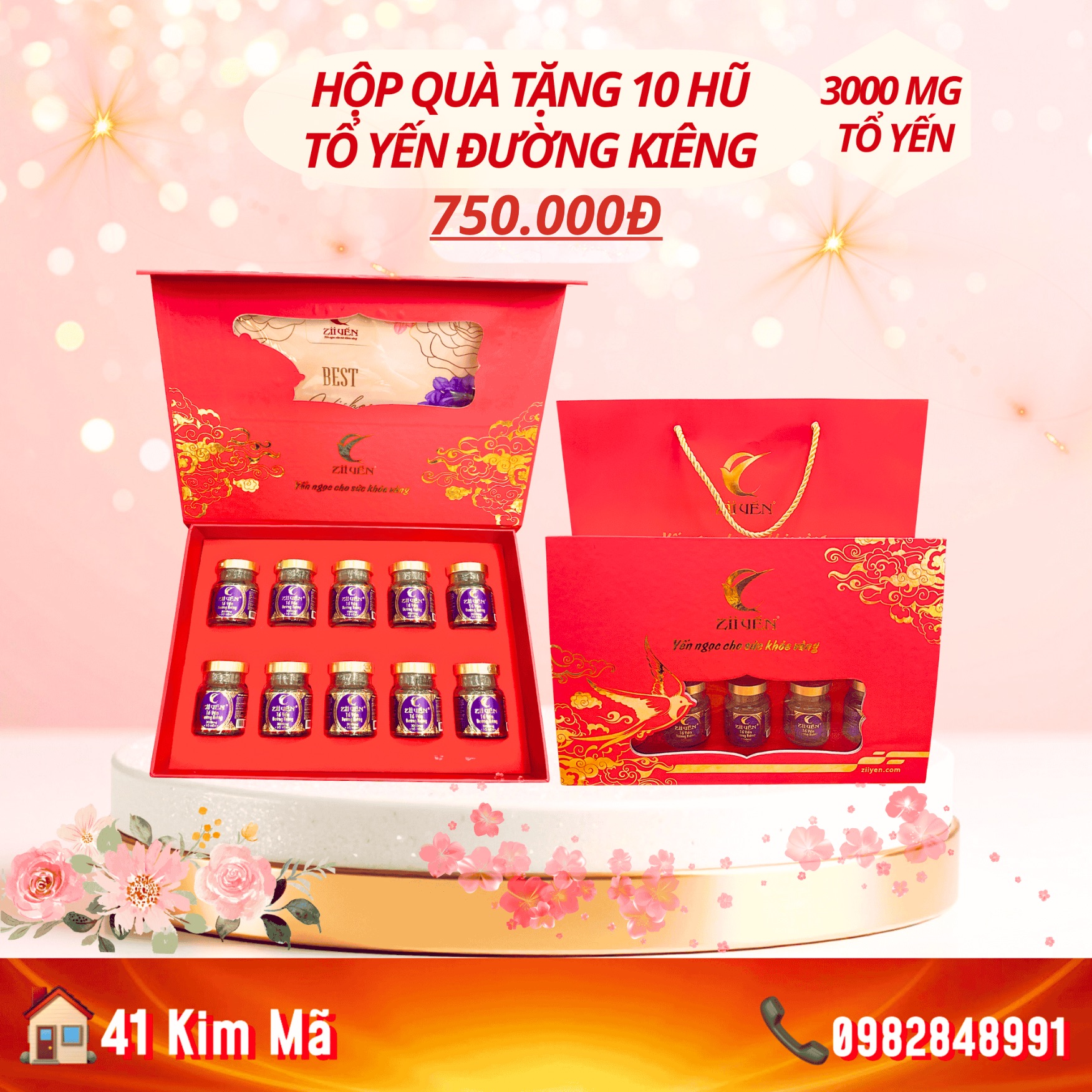 Hộp Quà Tặng 10 Hũ Yến Chưng Thượng Hạng