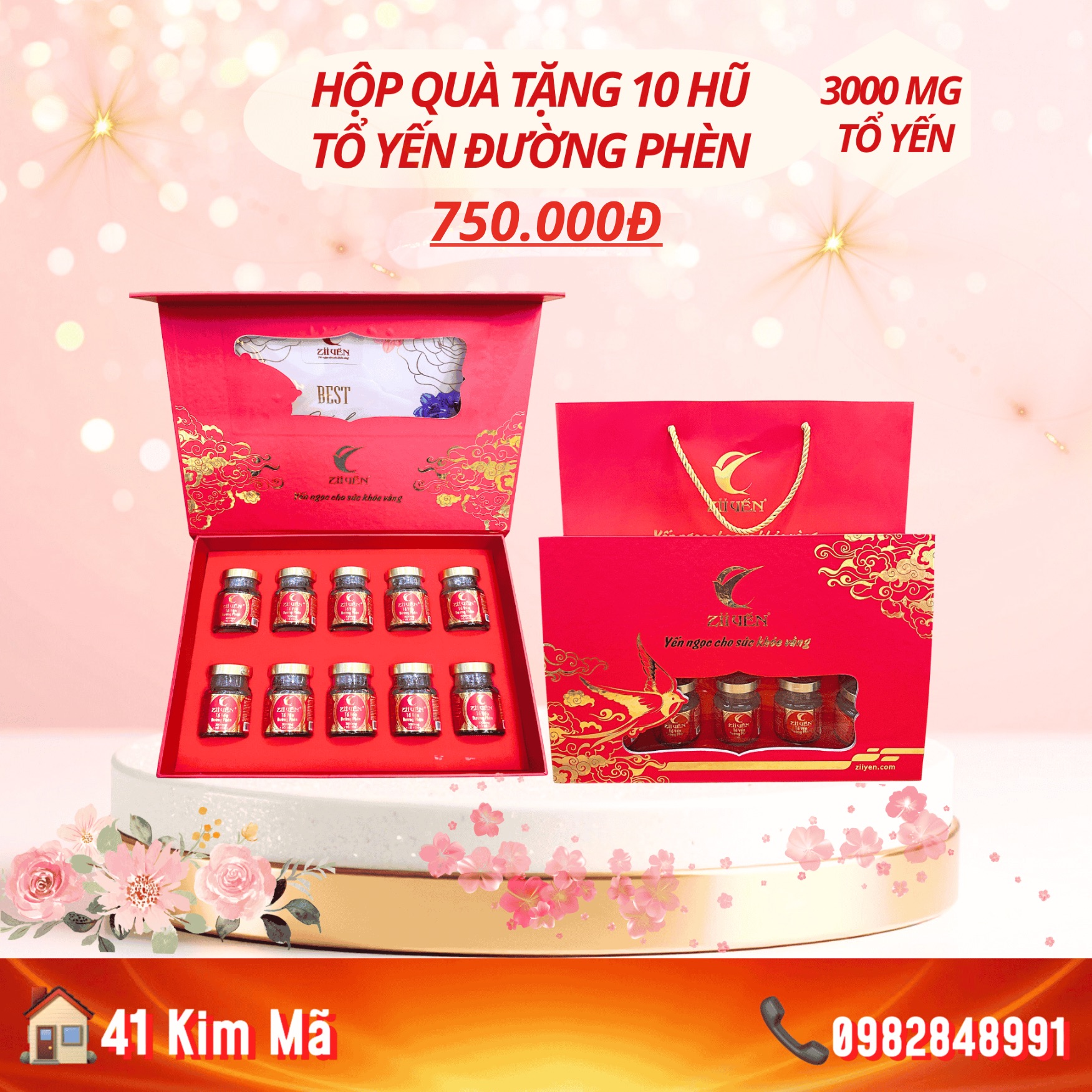 Hộp Quà Tặng 10 Hũ Yến Chưng Thượng Hạng