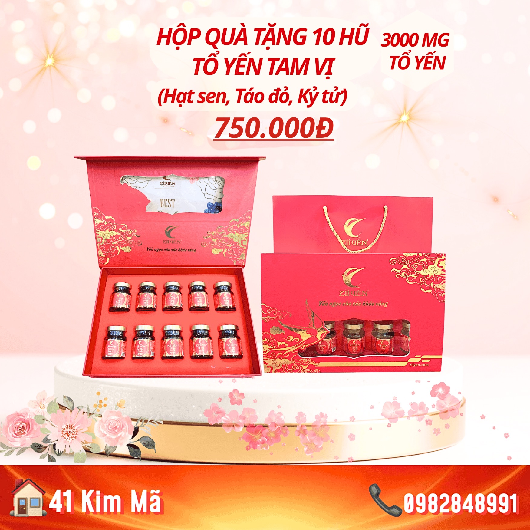 Hộp Quà Tặng 10 Hũ Yến Chưng Thượng Hạng