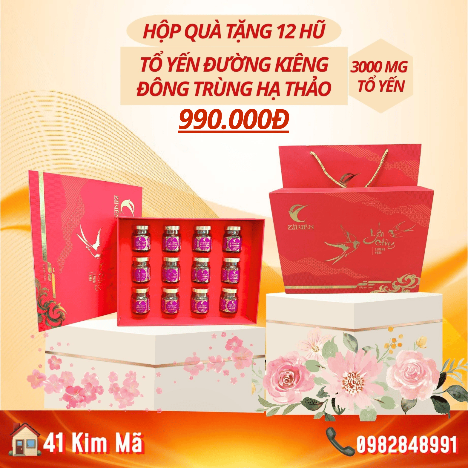 Tổ Yến Đường Kiêng Đông Trùng Hạ Thảo 3000mg Yến